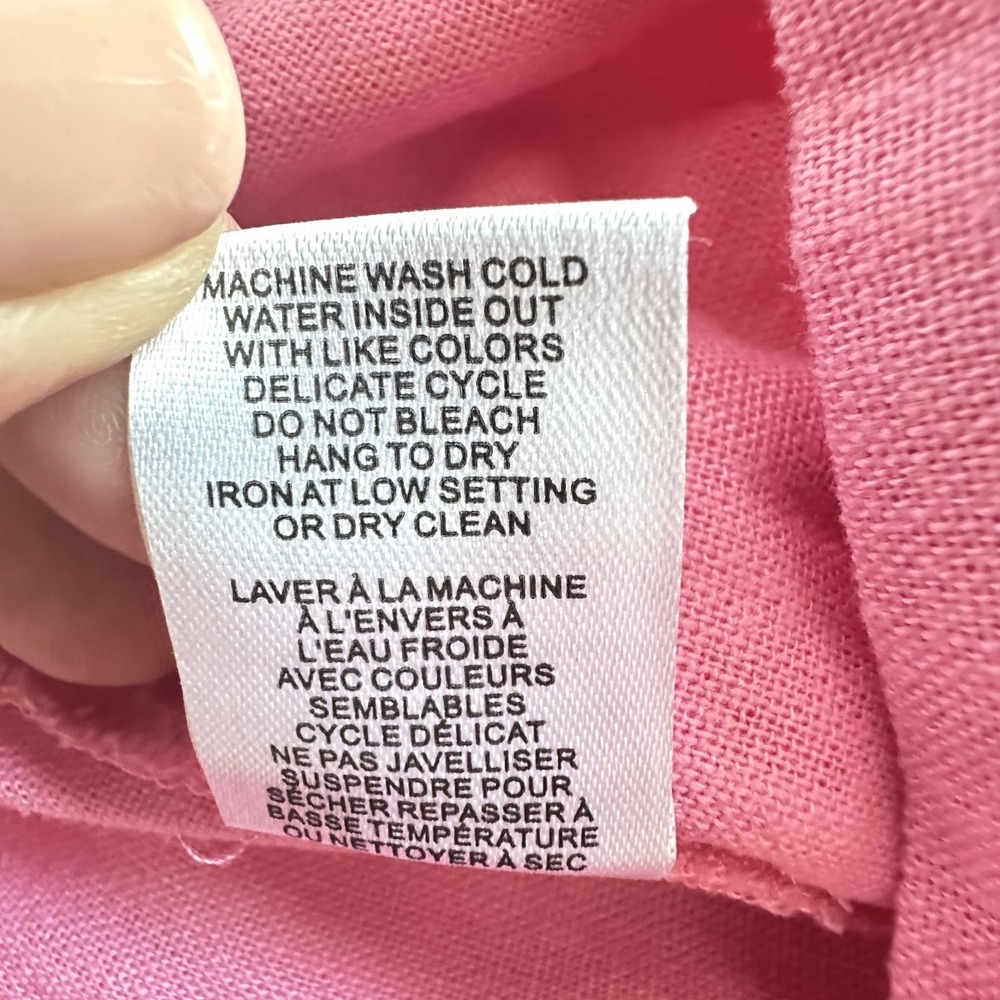 Talbots Coastal Resort Granny 100% Linen Pink Cropped Pants Sz. 12 Pom Pom Trim‎ - Picture 5 of 13